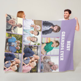 Bester Opa Ever 8-Foto-Collage Chic lila Fleecedecke