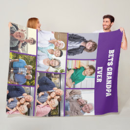 Bester Opa Ever 8-Foto-Collage Chic lila Fleecedecke