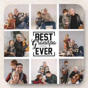 Bester Opa ever 8 Fotocollage Getränkeuntersetzer