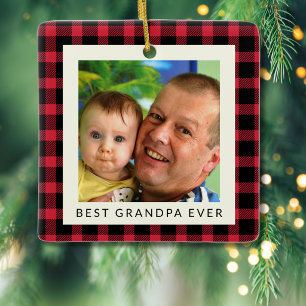 Bester Opa Ever Buffalo Kariert Foto Weihnachten Keramikornament