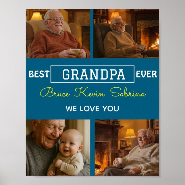 Bester Opa ever Foto-Collage Poster (Vorne)