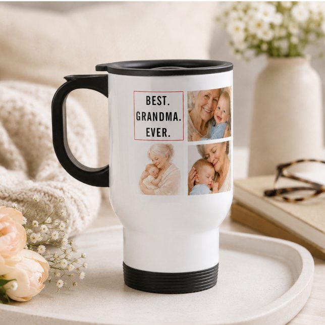 Bester Opa Ever Fotocollage | Großeltern Reisebecher (Best Grandpa Ever Photo Collage | Grandparents Travel Mug)