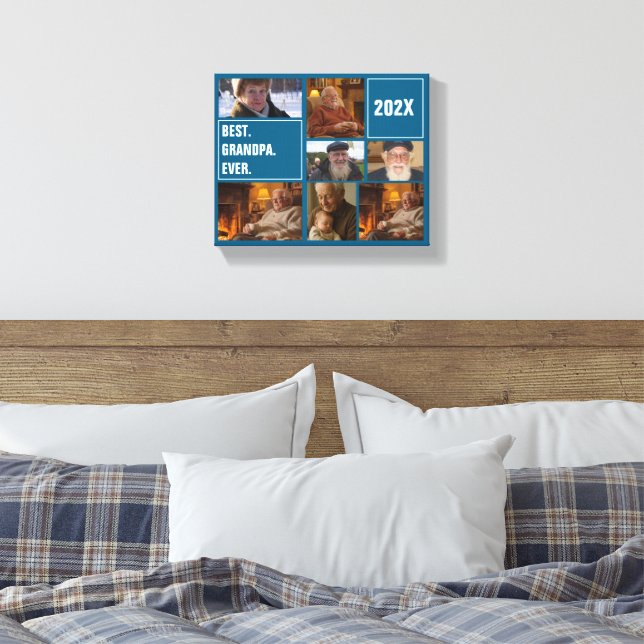 Bester Opa ever Fotocollage und individueller Text Leinwanddruck (Insitu (Schlafzimmer))