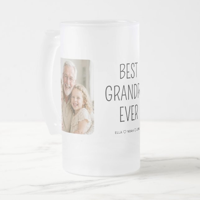 Bester Opa ever Frosted Minimalist Foto Bier Mattglas Bierglas (Vorderseite Links)