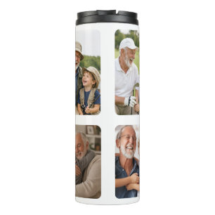 Bester Opa Ever Minimalist 5 Foto Collage Thermosbecher