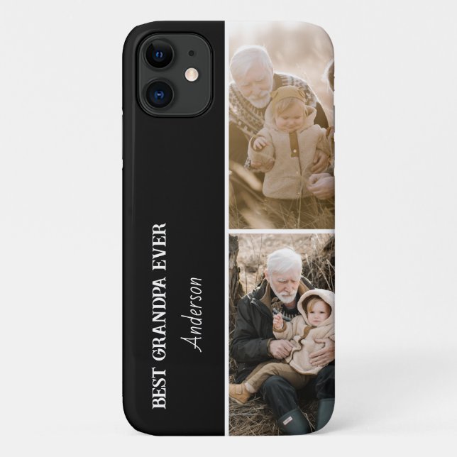 Bester Opa Ever Modern 2-Foto-Collage  Case-Mate iPhone Hülle (Rückseite)