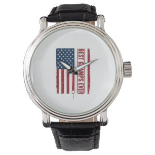 Bester Opa ever patriotisches Flaggenvektor-Design Armbanduhr