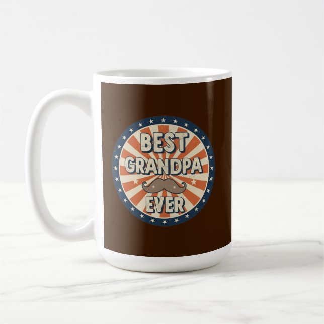 Bester Opa ever Retro-Abzeichen Kaffeetasse (Links)