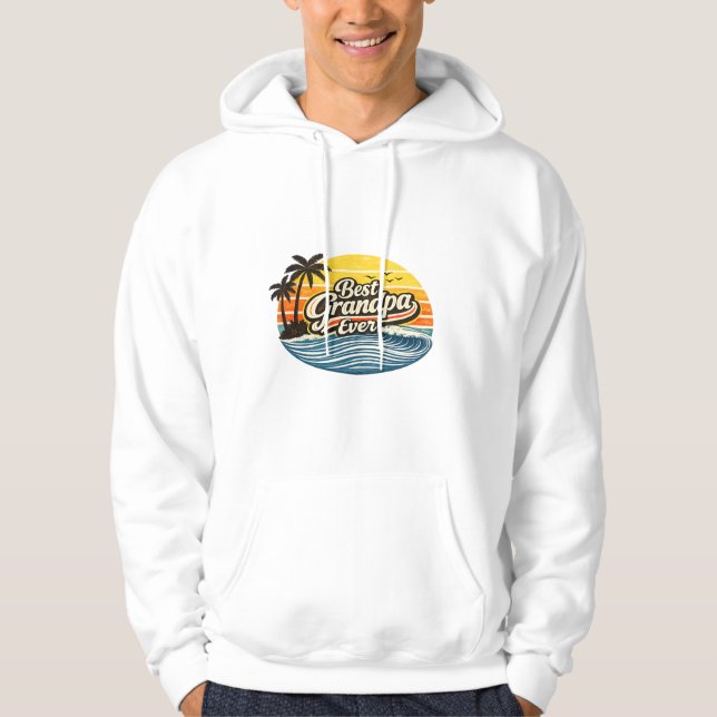 Bester Opa Ever Retro-Sonnenuntergangs-Design Hoodie (Vorderseite)