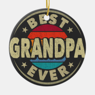 Bester Opa Ever Retro Vintage Opa-Geschenk Keramik Ornament