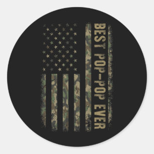 Bester Opa Ever Tarnung Amerikanische Flagge Vater Runder Aufkleber