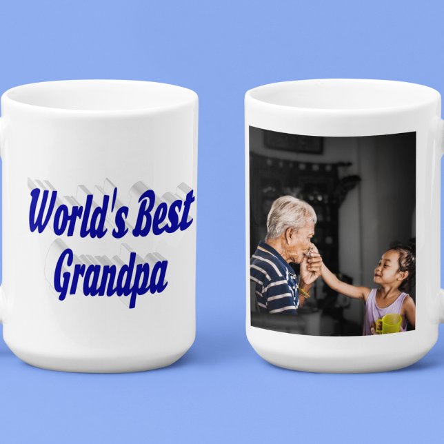 Bester Opa-Foto-Blauer Text Jumbo-Tasse (Von Creator hochgeladen)