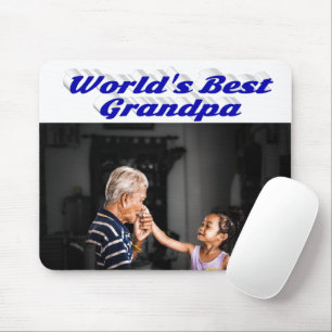 Bester Opa-Foto-Blauer Text Mousepad