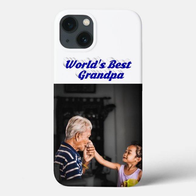 Bester Opa Foto blaues Text Case-Mate iPhone Hülle (Rückseite)