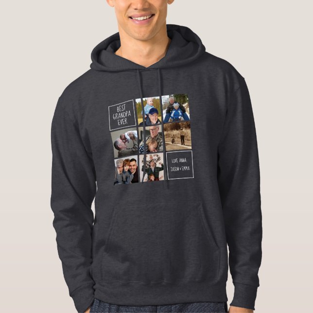 Bester Opa-Foto-Collage-Text, dunkelgrau Hoodie (Vorderseite)