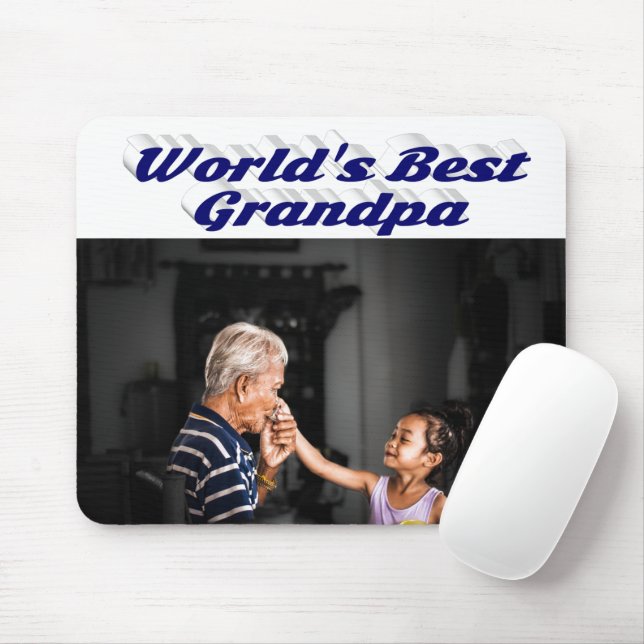Bester Opa-Foto dunkelblauer Text Mousepad (Mit Mouse)