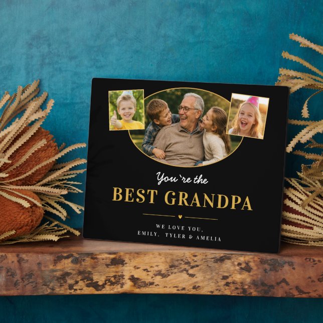 Bester Opa Foto Vater-Tag-Erinnerung  Fotoplatte (Seite)