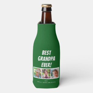 Bester Opa für alle 3 Foto Cooler auf grüne Flas Flaschenkühler
