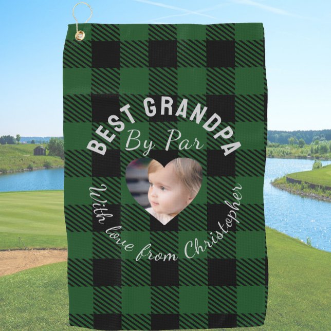 Bester Opa, individuelles Kinderfoto, grüner Büffe Golfhandtuch (Von Creator hochgeladen)