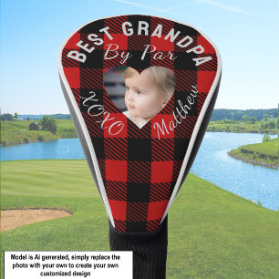 Bester Opa Individuelles Kinderfoto Roter Buffalo Golf Headcover