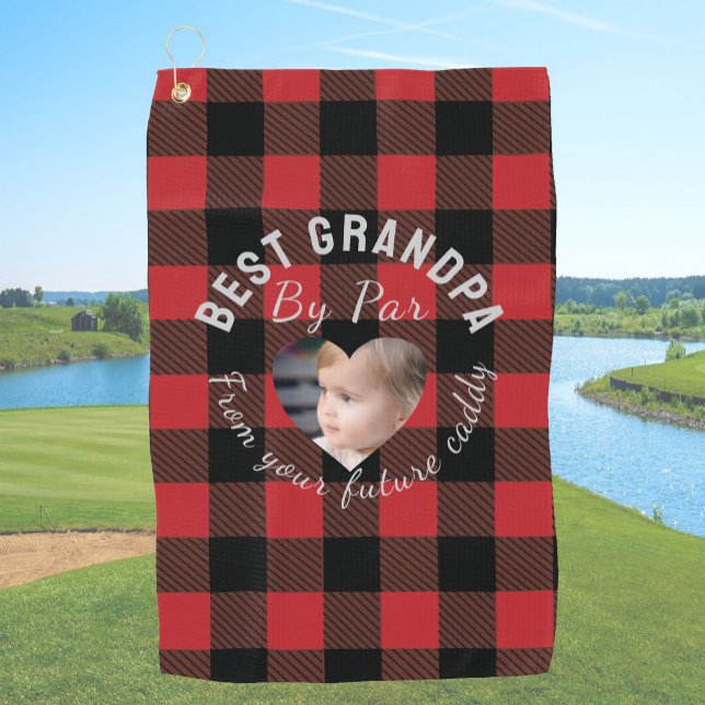 Bester Opa, individuelles Kinderfoto, rotes Büffel Golfhandtuch (Von Creator hochgeladen)