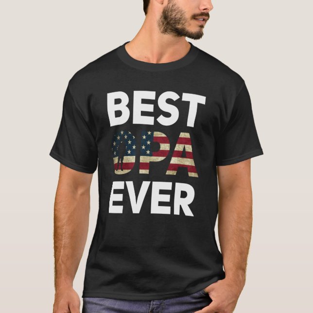 Bester Opa je amerikanische Flagge Deutscher Veter T-Shirt (Vorderseite)