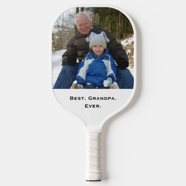 Bester Opa-je-Spaß-Foto-Typografie-Text Pickleball Schläger (Vorderseite)
