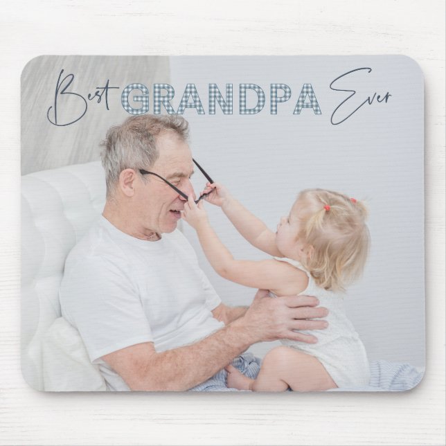 Bester Opa je Vatertag Dusty Blue Foto Mousepad (Vorne)