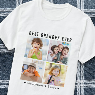 Bester Opa je vier Foto Keepake-Geschenk T-Shirt