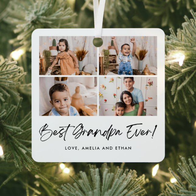 Bester Opa je vier Foto Ornament Aus Metall (InSitu)