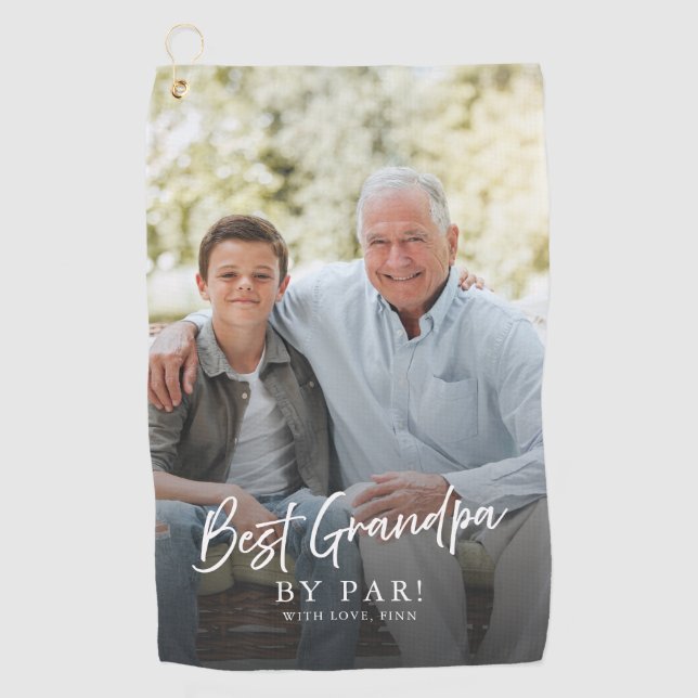 Bester Opa Mit Benutzerdefiniertem Foto Golfhandtuch (Vorderseite)