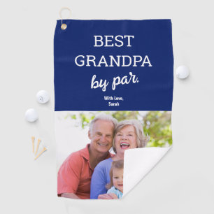 Bester Opa nach Par Foto Vater-Tag Custom blau Golfhandtuch