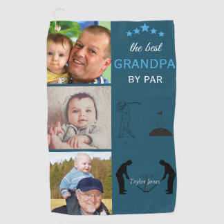 Bester Opa nach Par | Monogramm Foto Collage Golf Golfhandtuch