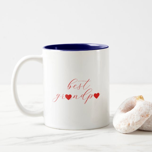Bester Opa, Opa-Geschenk, Modern  Zweifarbige Tasse (Mit Donut)