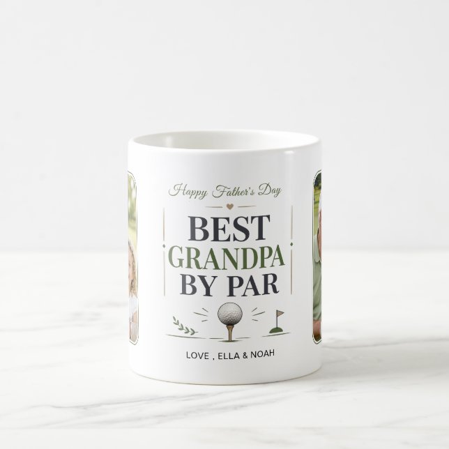 Bester Opa Par Excellence in Sagegrün Golf Zwei Fo Kaffeetasse (Mittel)
