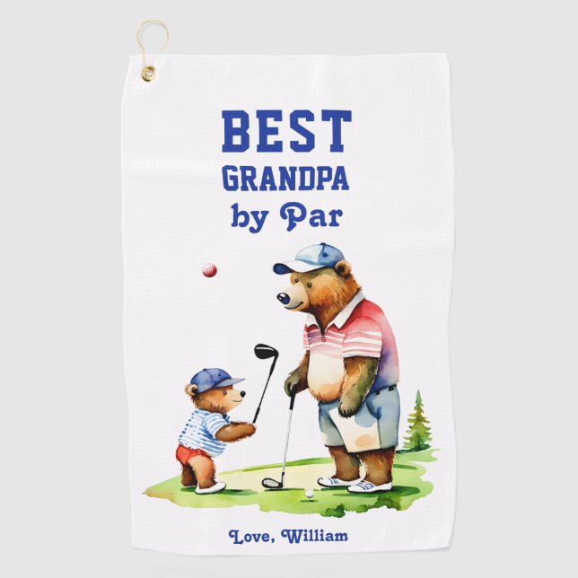 Bester Opa von Par Großvater Geschenke Golfhandtuch (Vorderseite)
