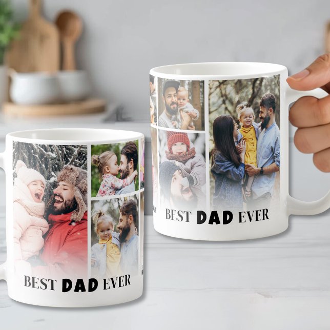 Bester Papa 8 Foto Collage Vater Kaffeetasse (Best Dad 8 Photo Collage Father Coffee Mug)