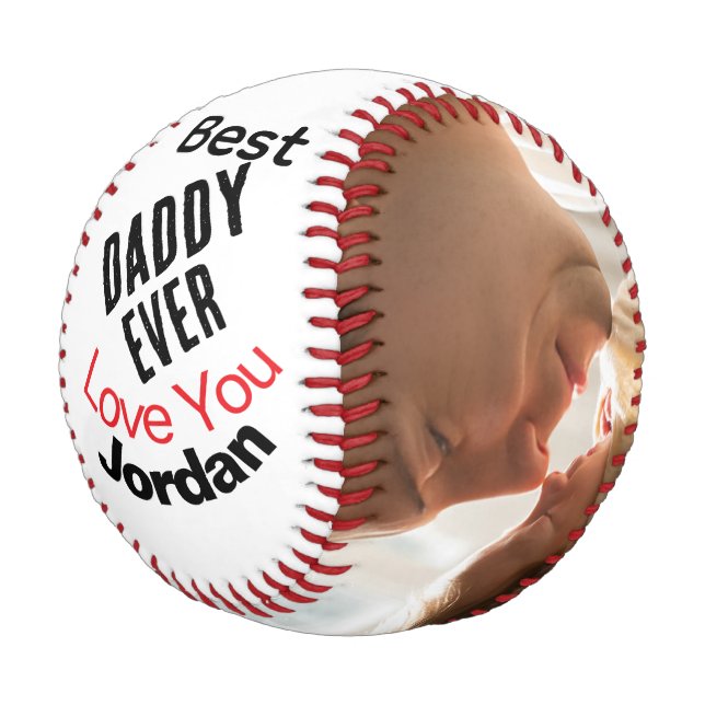 Bester Papa Aller Modern Personalisiert 2 Foto  Baseball (Schrägansicht)