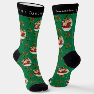 Bester Papa Aller Zeiten Kind Foto & Name Weihnach Socken