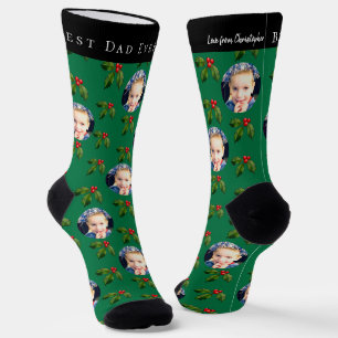 Bester Papa Aller Zeiten Kinderfoto Holly Berry Gr Socken
