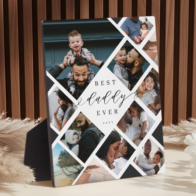 Bester Papa Aller Zeiten Moderne Fotocollage Gesch Fotoplatte (Best Daddy Ever Modern Photo Collage Gift Keepsake Plaque)