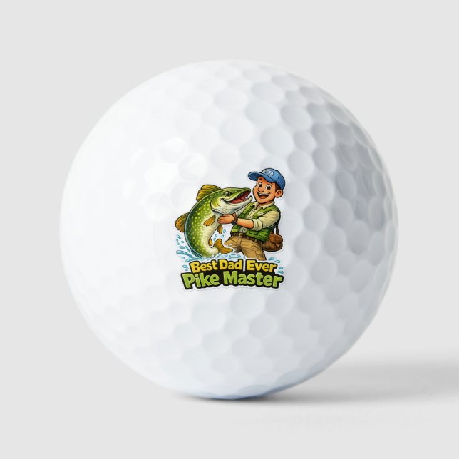 Bester Papa aller Zeiten Pike Master lustiger Angl Golfball (Vorderseite)