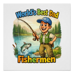 Bester Papa Angler am See Lustige Geschenkidee Poster