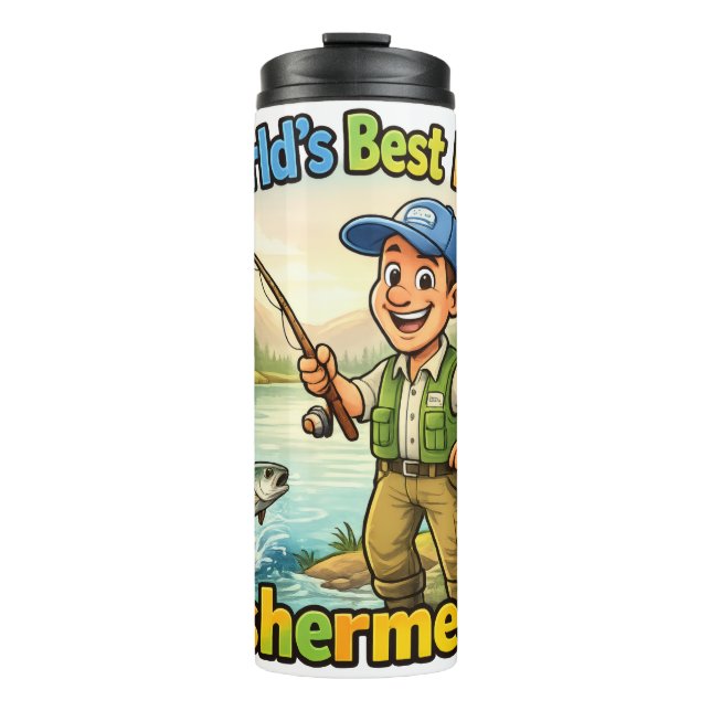 Bester Papa Angler am See Lustige Geschenkidee Thermosbecher (Vorderseite)