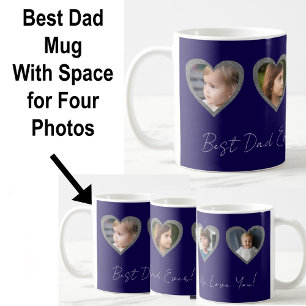 Bester Papa Blaue Herzen Vier Kinder Foto-Collage  Kaffeetasse