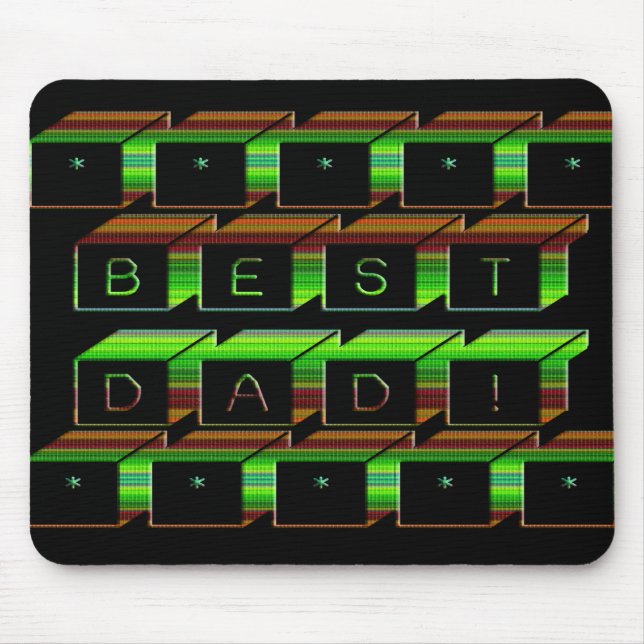 Bester Papa Blocks Text Grün und Braun Mousepad (Vorne)