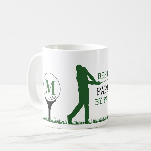 BESTER PAPA BY PAR Monogramm Golfspieler Kaffeetas Kaffeetasse (Vorderseite Links)