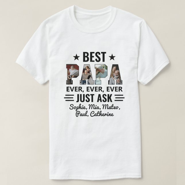 Bester Papa, der gerade Grandkids Foto Collage Gef T-Shirt (Design vorne)