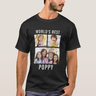 Bester Papa der Welt 3 Foto-Collage Text Schwarz T-Shirt