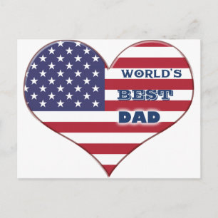 Bester Papa der Welt Amerikanische Flagge Herz Postkarte